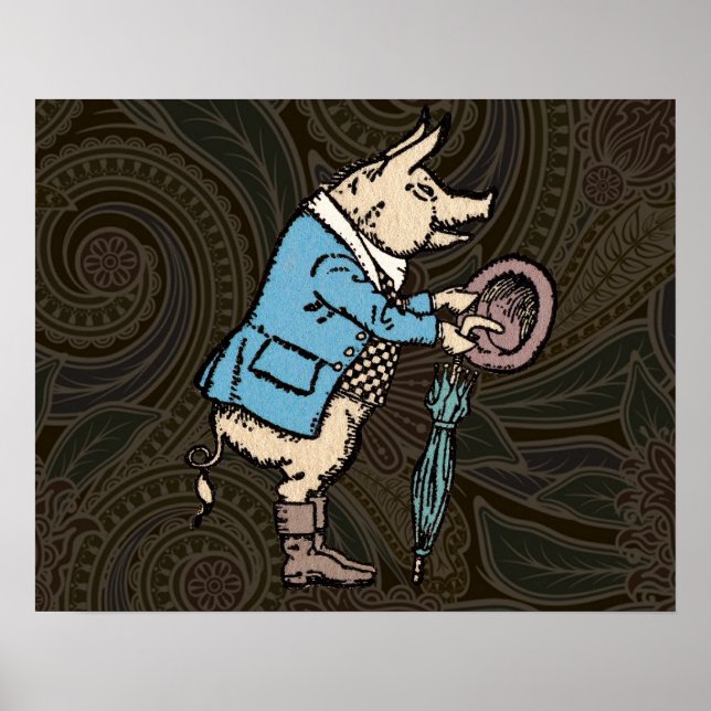Pig Jacket Piggy Cute Formal Antique Poster (Front)