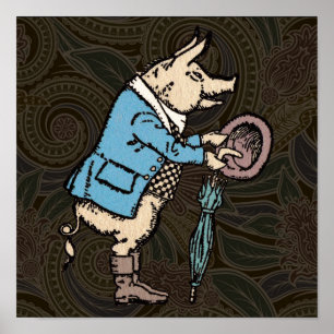 Pig Jacket Piggy Cute Formal Antique Poster