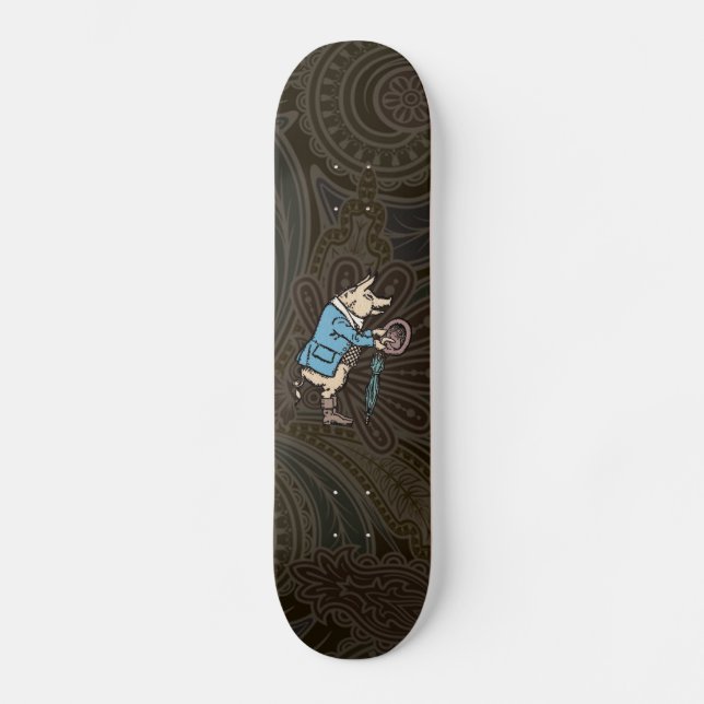 Pig Jacket Piggy Cute Formal Antique Skateboard Deck (Front)