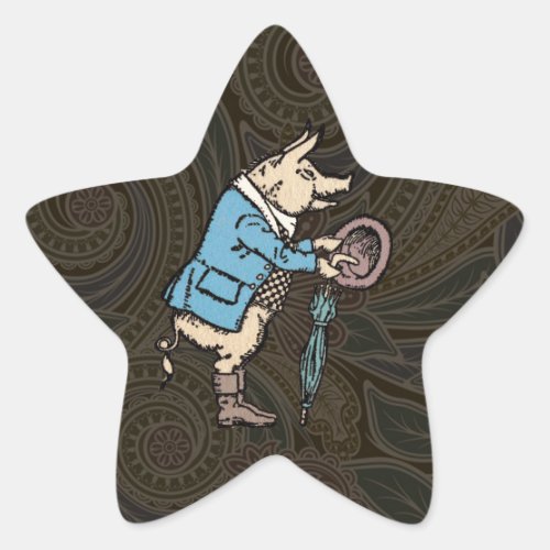 Pig Jacket Piggy Cute Formal Antique Star Sticker