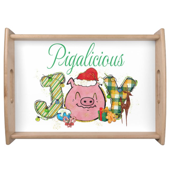 Pig Joy Christmas, Funny, Pigalicious Serving Tray (Front)