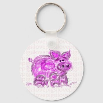 Pig Keychain by sonyadanielle at Zazzle