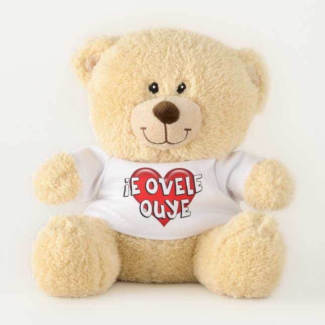 Pig Latin I Love You Red Heart Teddy Bear (Front)