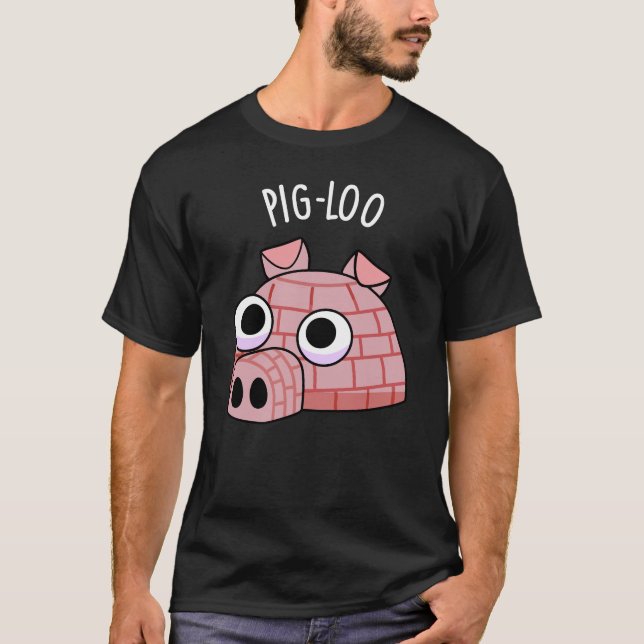 Pig-loo Funny Igloo Pun Dark BG T-Shirt (Front)
