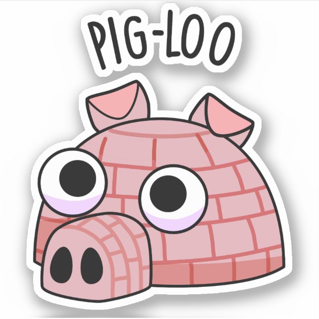 Pig-loo Funny Igloo Pun  Sticker (Front)