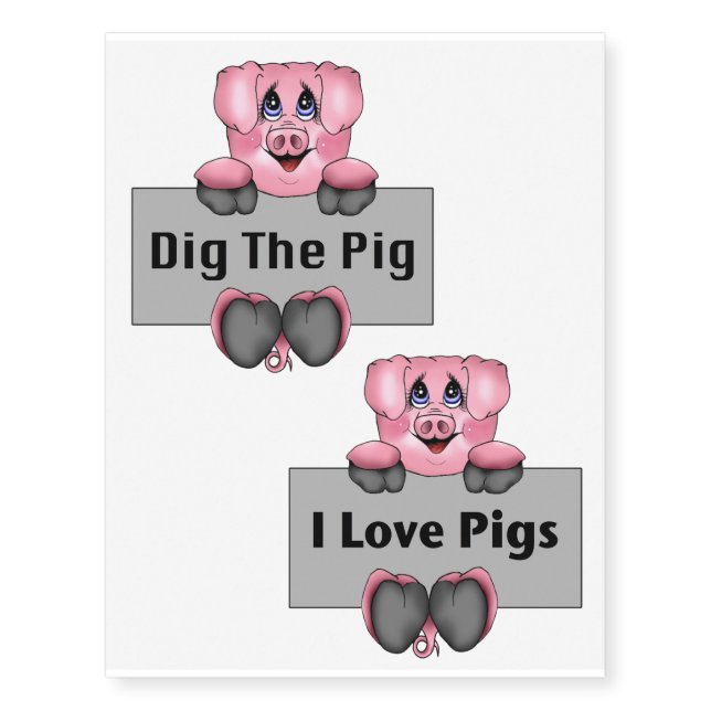 Pig Lover Temporary Tattoos (Front)