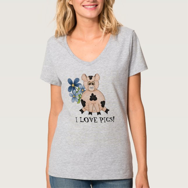 Pig Lovers cartoon fun t-shirt (Front)