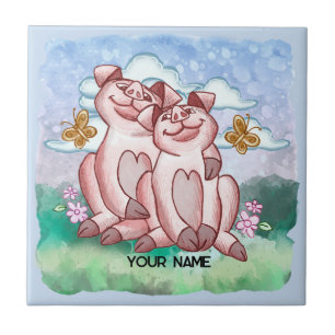 Pig Lovers   Ceramic Tile