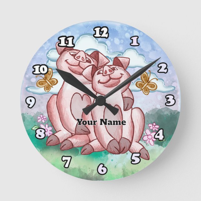 Pig Lovers   Round Clock (Front)