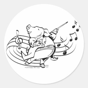 Pig Maestro Classic Round Sticker