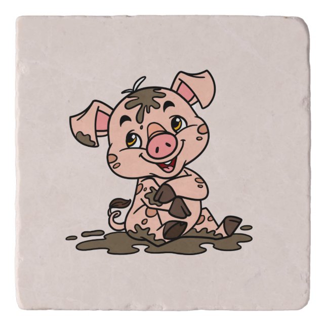 Pig Marble Stone Trivet (Front)
