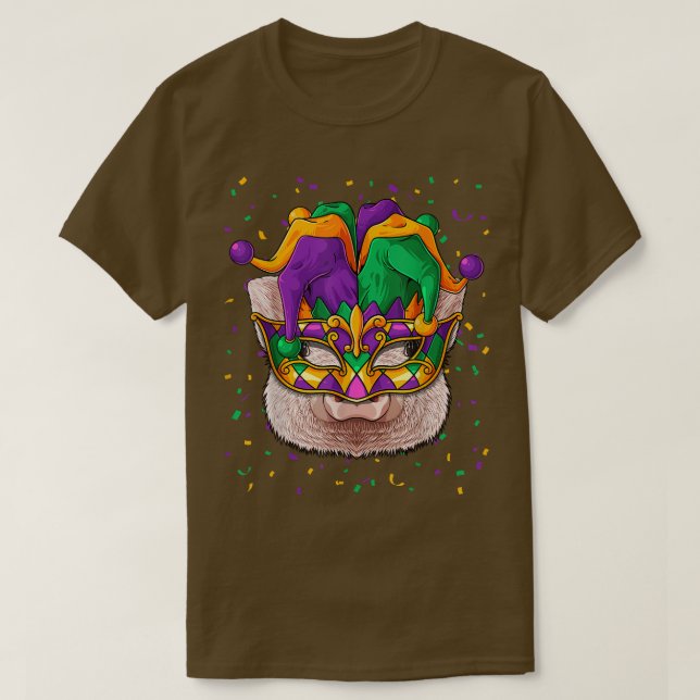 Pig Mardi Gras Animal Face Farmer Carnival Jester  T-Shirt (Design Front)