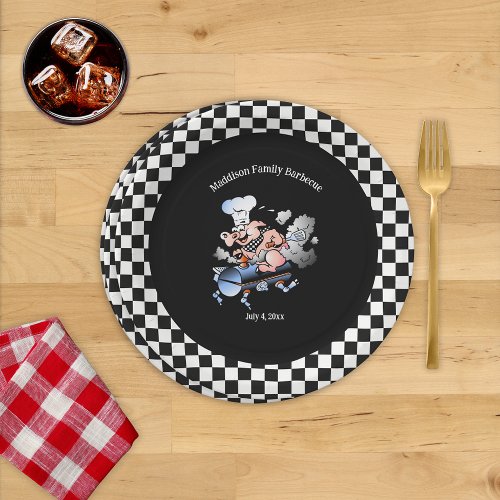 Pig Mascot Family Cookout Custom Paper Plates