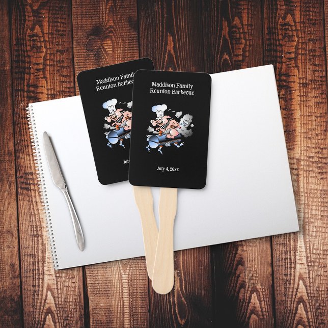 Pig Mascot Family Reunion Event Schedule Custom Hand Fan (Creator Uploaded)