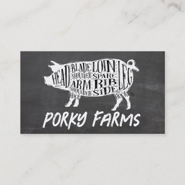Pig Meat Cuts Diagram | Butcher Business Card (Front)