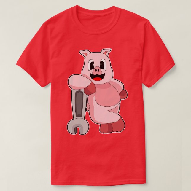 Pig Mechanic Wrench T-Shirt (Design Front)