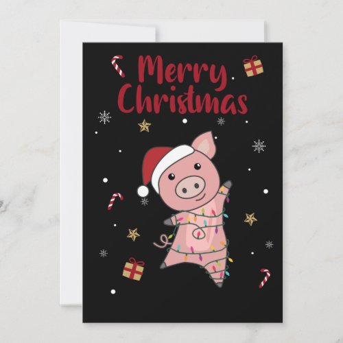 Pig Merry Christmas Animals Pigs Adult Cloth Face  Holiday Card