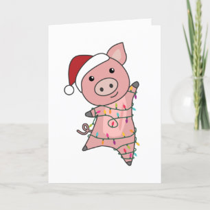 Pig Merry Christmas Animals Pigs Adult Cloth Face Holiday Card