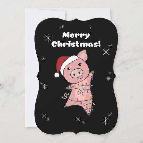 Pig Merry Christmas Animals Pigs Adult Cloth Face  Holiday Card