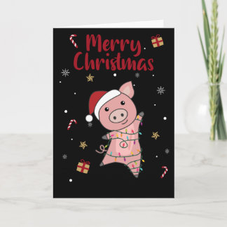 Pig Merry Christmas Animals Pigs Card