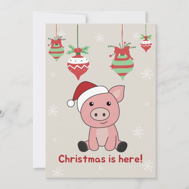 Pig Merry Christmas Animals Pigs Holiday Card (Front)