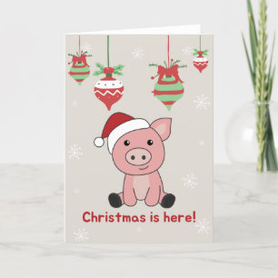 Pig Merry Christmas Animals Pigs Holiday Card