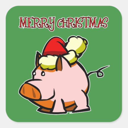 Pig Merry Christmas Sticker