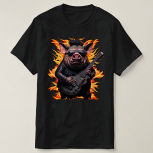 Pig Metal Guitar I Ham Rock And Roll Musician Hot T-Shirt