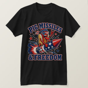 Pig Missiles & Freedom Patriotic Hot Dog T-Shirt
