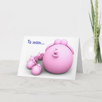 Pig Mom Greeting Card by chromobotia at Zazzle