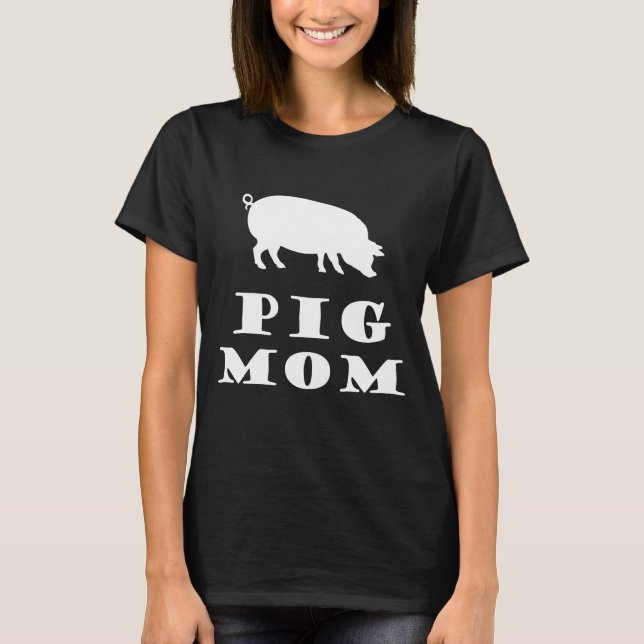 Pig Mom Loves Pigs White Silhouette T-Shirt (Front)