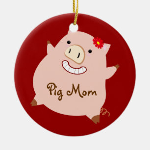 Pig Mom (pretty pig) Ceramic Ornament