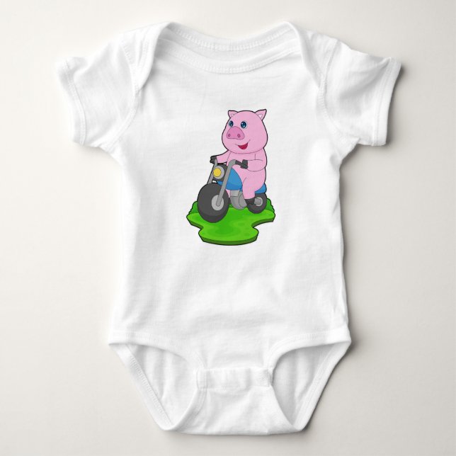 Pig Motorcycle Baby Bodysuit (Front)