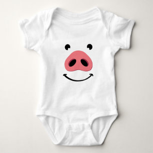 Pig nose happy face. Neus of a pig. Baby Bodysuit