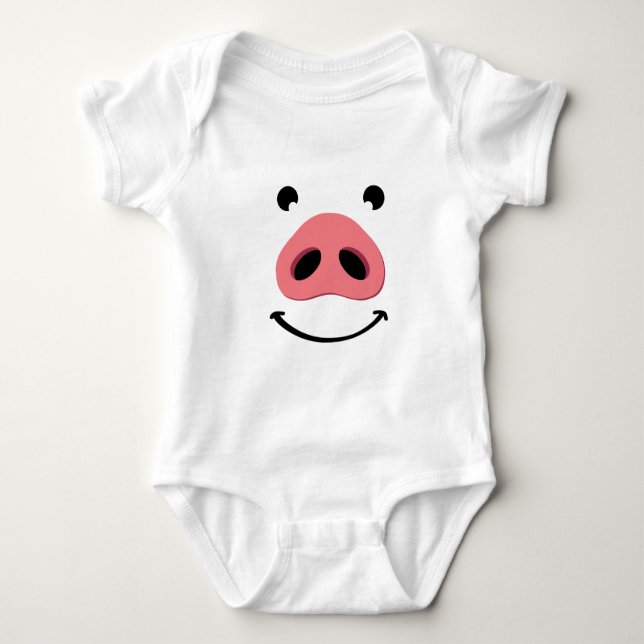 Pig nose happy face. Neus of a pig. Baby Bodysuit (Front)