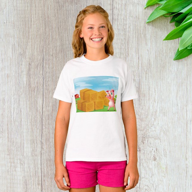 Pig On A Farm Hay Bales T-Shirt (Creator Uploaded)