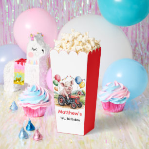 Pig On A Tractor 1st. Birthday Party Favor Box
