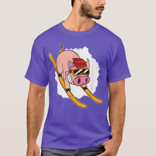 Pig On Skis - Skiing Pig 4601 T-Shirt