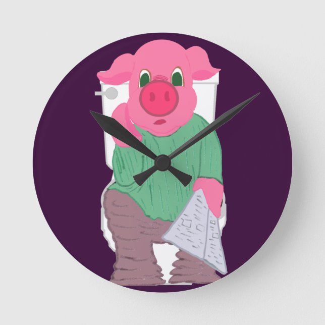 Pig on the Toilet Clock (Front)