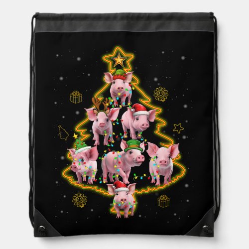 Pig Ornament Decoration Christmas Tree Merry Pigma Drawstring Bag
