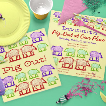 Pig Out At Our Place - Bbq Party Invitation by AntiqueImages at Zazzle