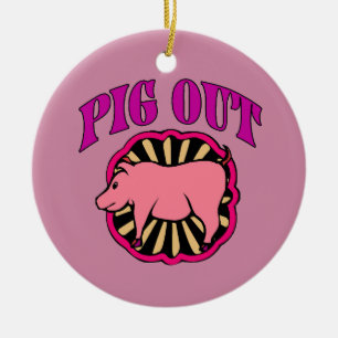 Pig Out Christmas Tree Ceramic Ornament