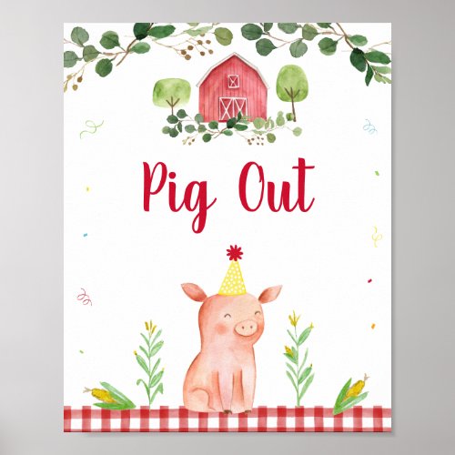 Pig Out Farm Birthday Food Sign