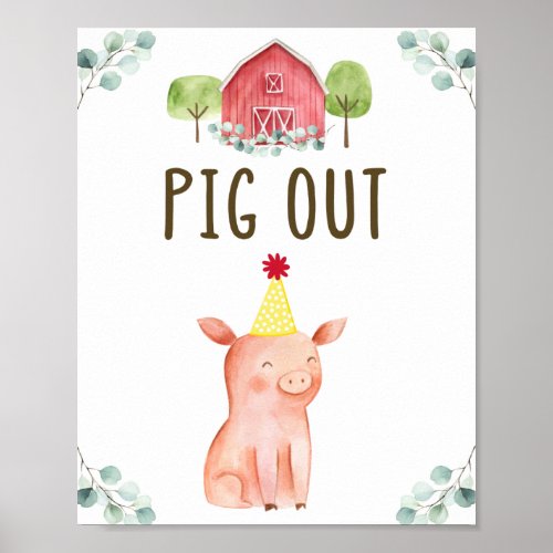 Pig Out Farm Birthday Food Sign
