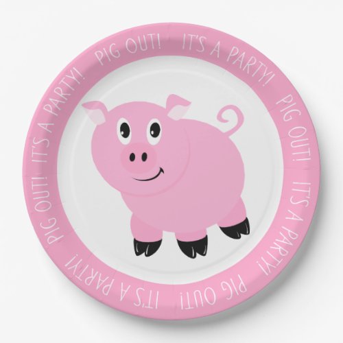 Pig Out Its A Party Cute Pink Pig Birthday Party Paper Plates