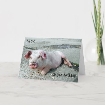Pig Out On Your Birthday! Card by Pictural at Zazzle