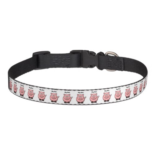 Pig Out Pink Piggy or Hog Barbeque Cartoon Pet Collar