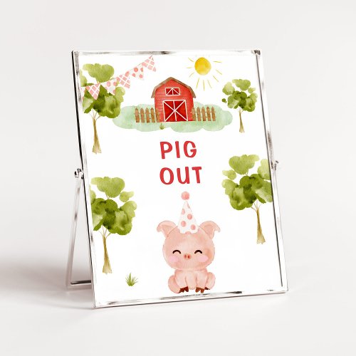Pig out poster Farm animals birthday Poster