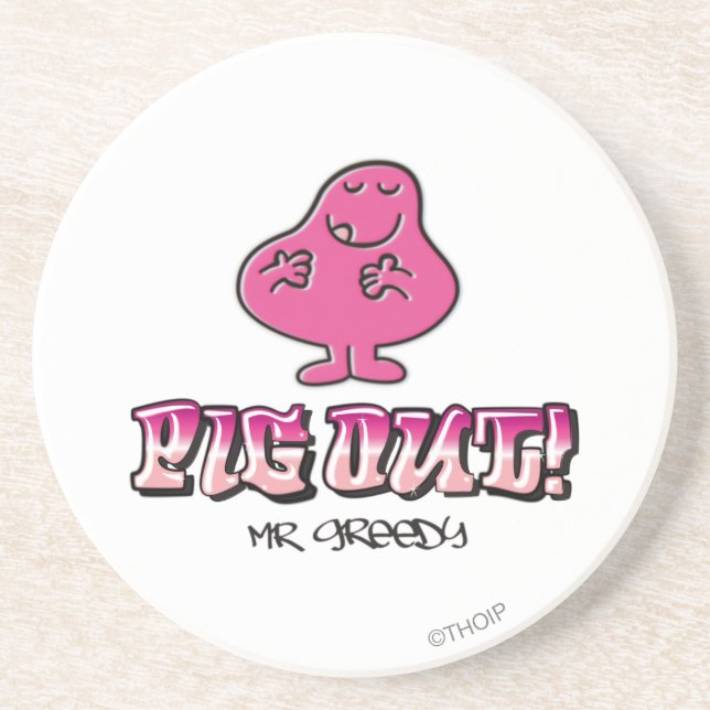 Pig Out! Sandstone Coaster (Front)