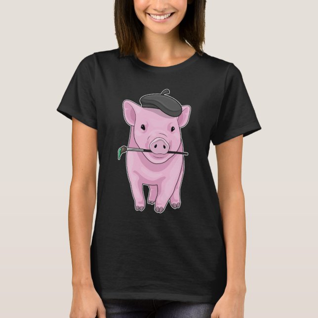Pig Painter Paint brush T-Shirt (Front)